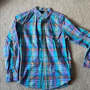 Ralph Lauren Teal Blue Green Plaid Button-Down Shirt